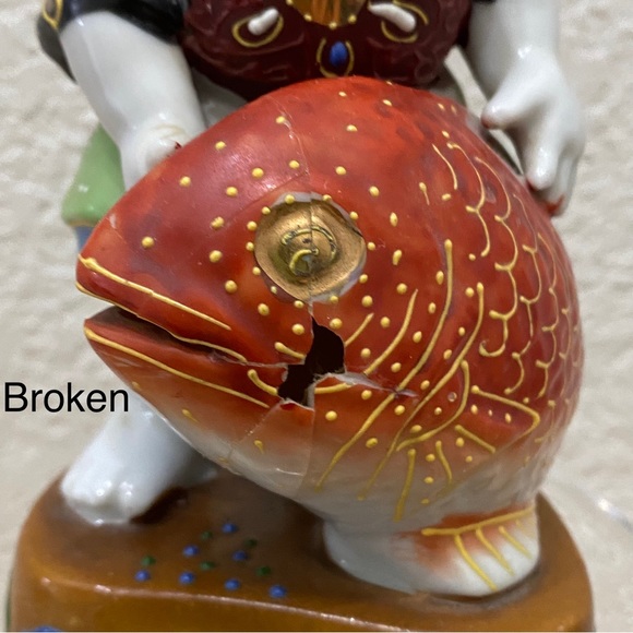 Vintage Signed Kutani Ebisu God Of Fishermen and Luck 5.5” Porcelain Figurine - Picture 11 of 11